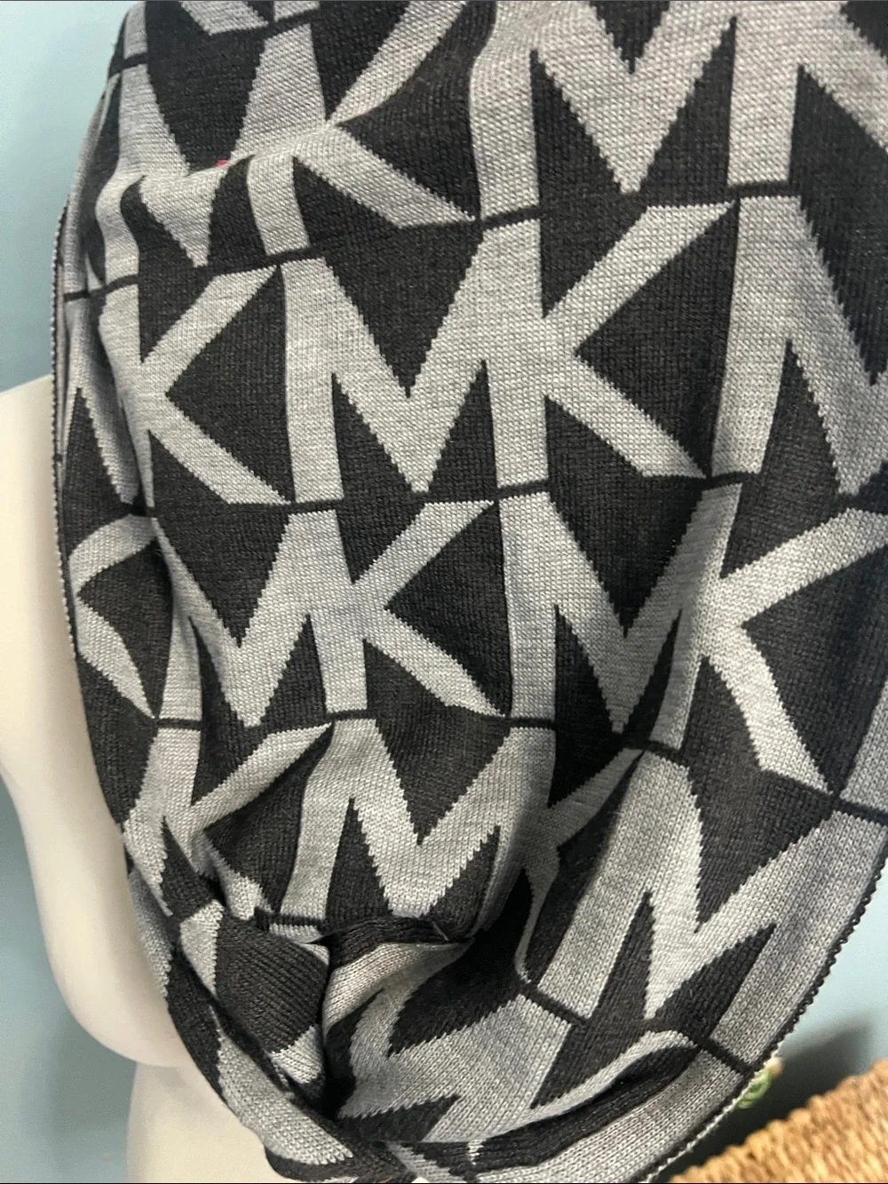 Michael Michael Kors Black & Gray Signature Infinity Scarf